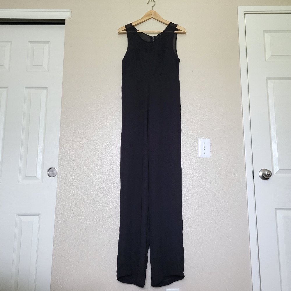 Black Jumpsuit With Mesh Top Details